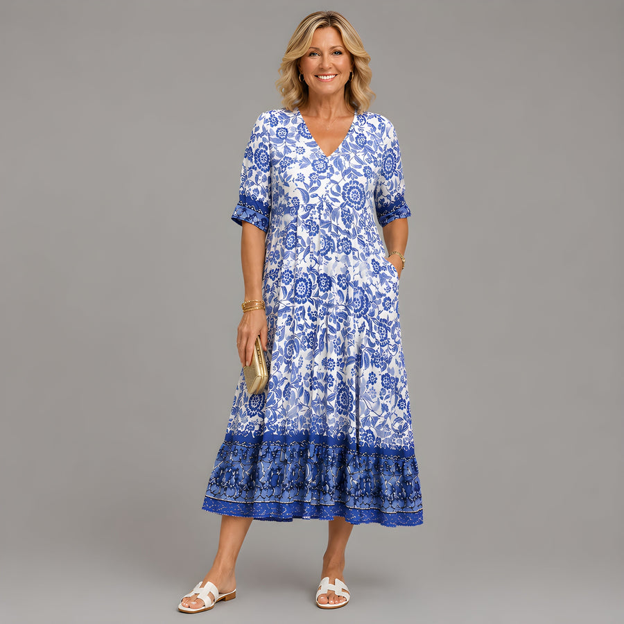 Remington™ | Floral V-Neck Midi Dress