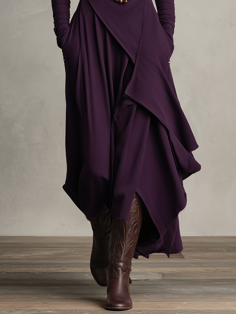 Rhea™ | Draped Turtleneck Maxi Dress