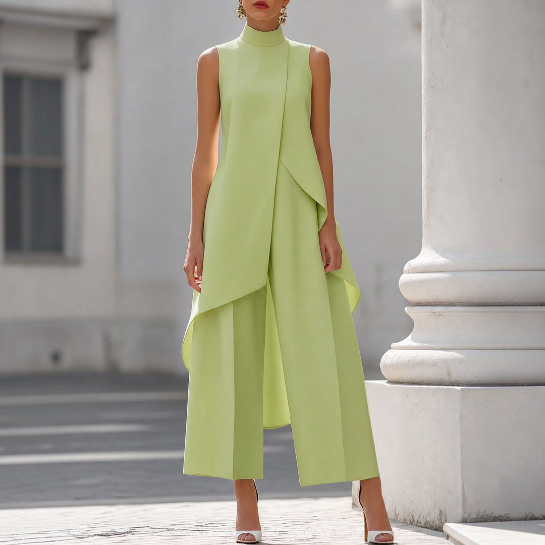 Valentina | Elegant Jumpsuit with High Neck Draped Top