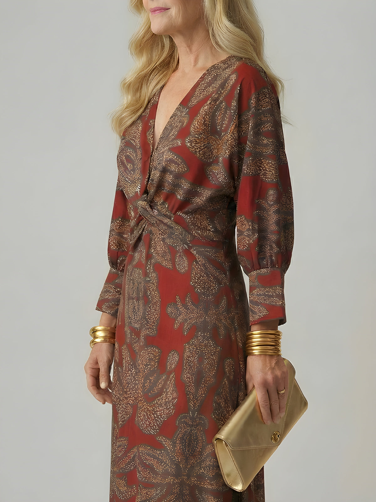 Alisson™ | Wrap V-Neck Midi Dress