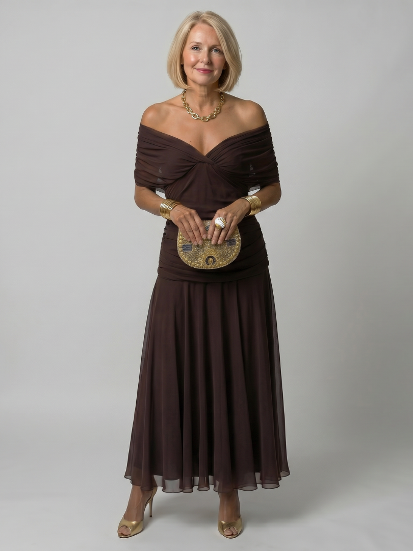 Faye™ | Off-Shoulder Flow Midi Dress