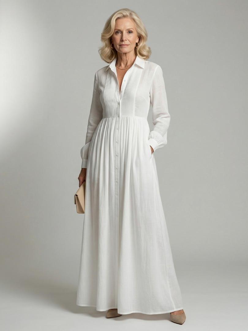 Kate™ | Button-Front Maxi Dress with Pockets