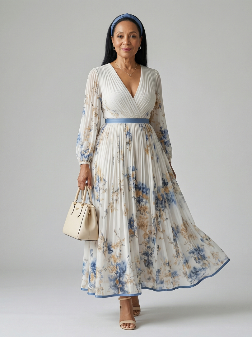 Beatrice™ | Pleated Wrap Midi Dress