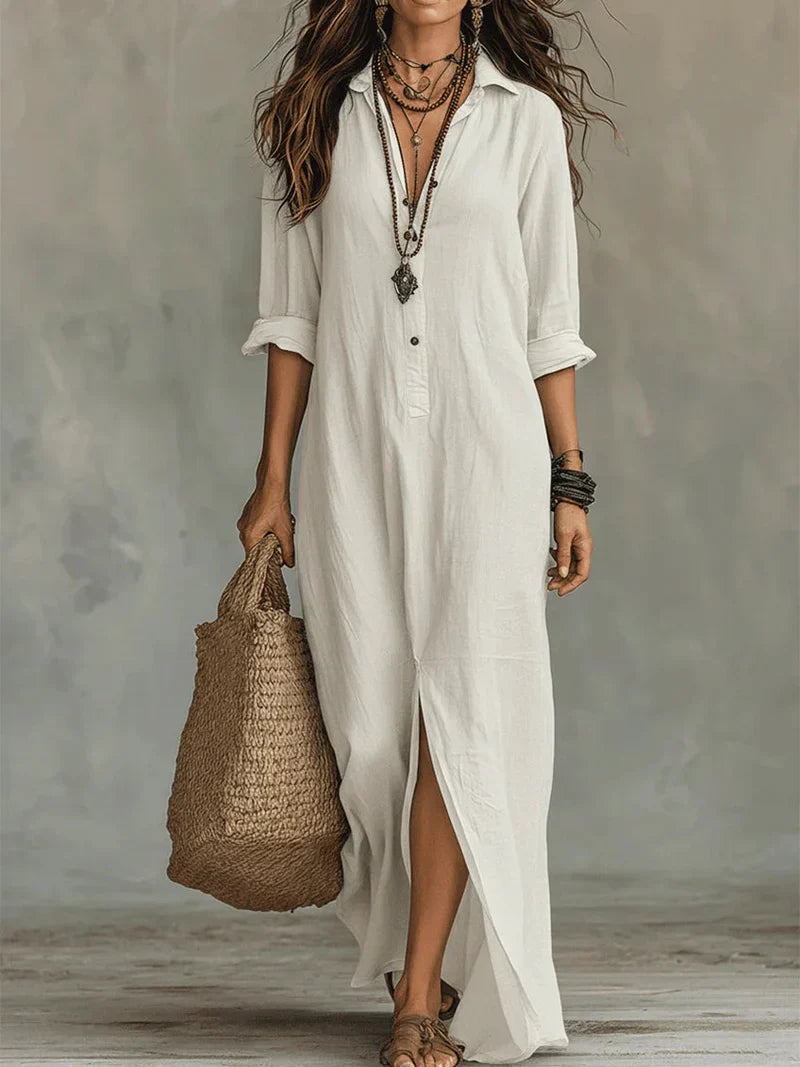 Céline™ | Loose Maxi Dress with Buttons