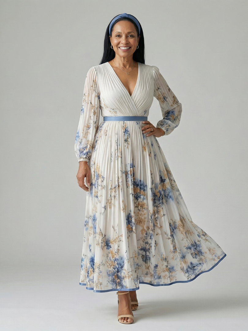 Beatrice™ | Pleated Wrap Midi Dress
