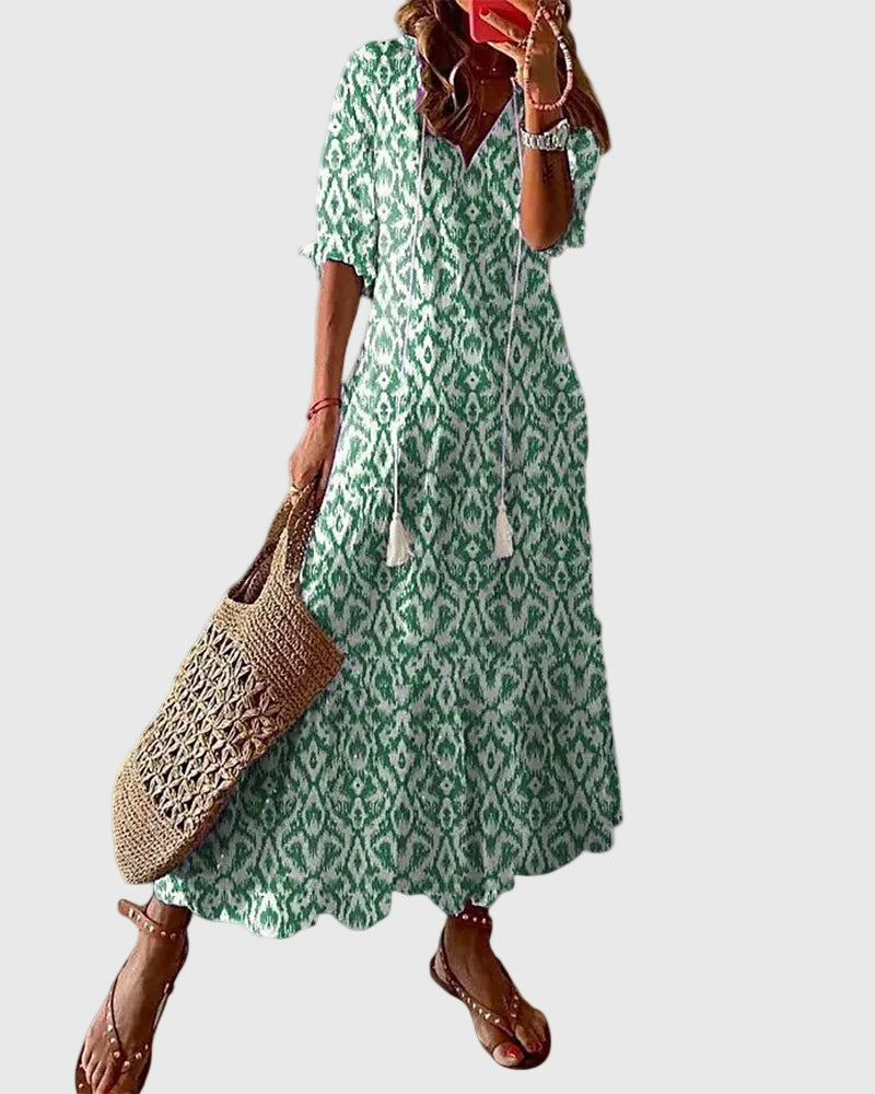 Amalia™ – Boho Vintage Summer Maxi Dress