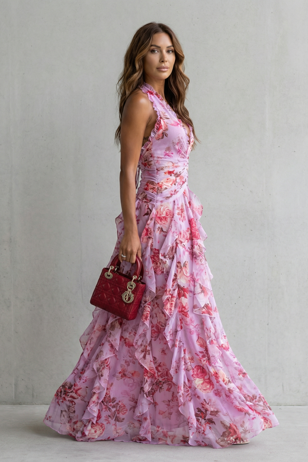 Elegant Long Dress with Halter Neck