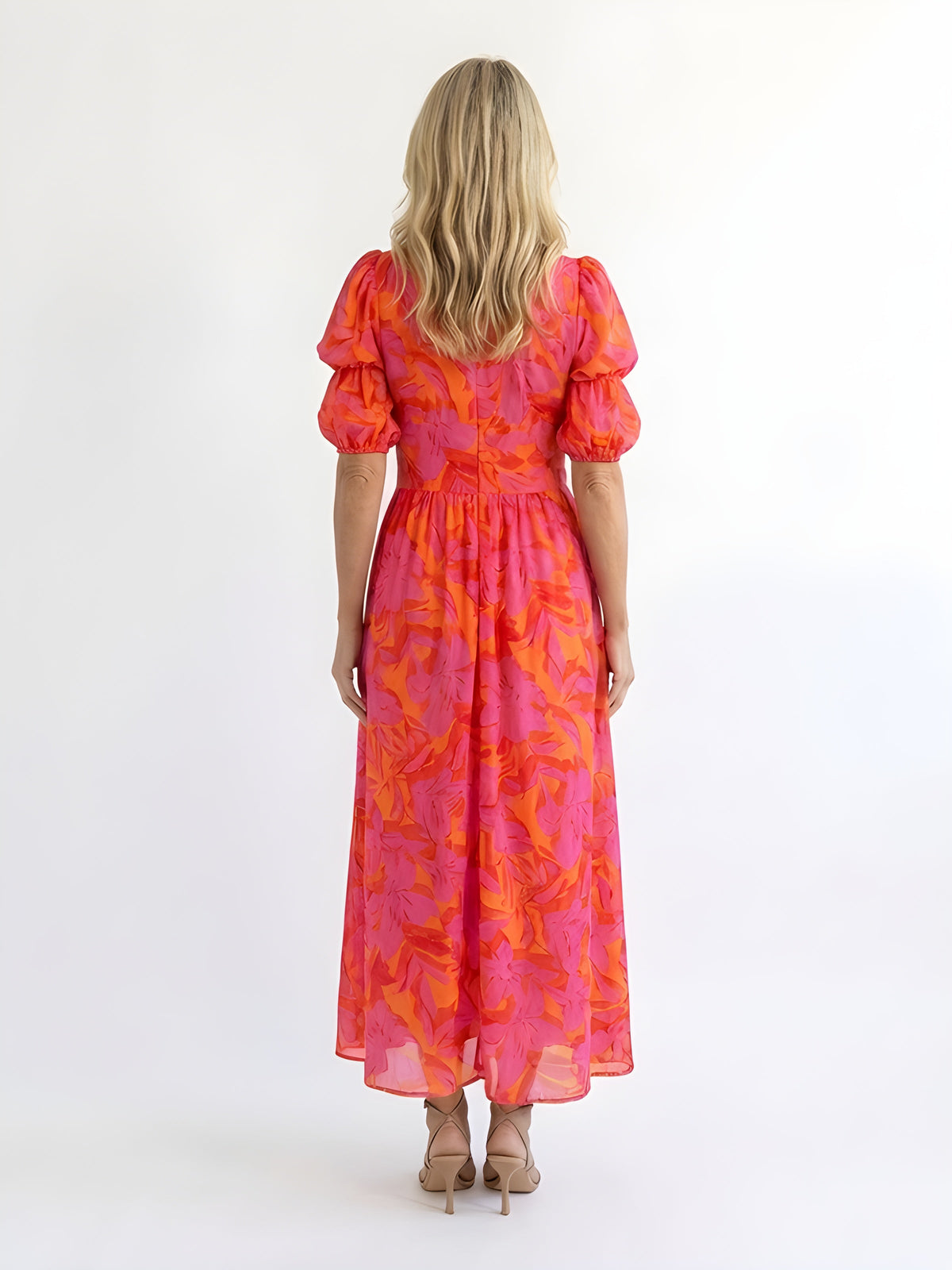 Samara™ | Floral Puff-Sleeve Midi Dress