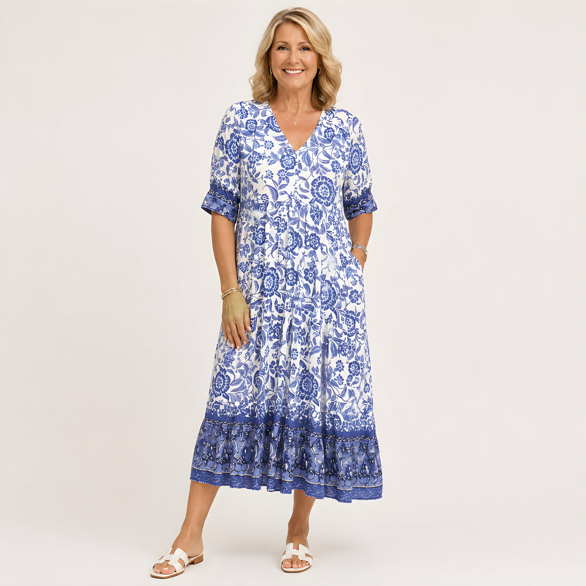 Remington™ | Floral V-Neck Midi Dress