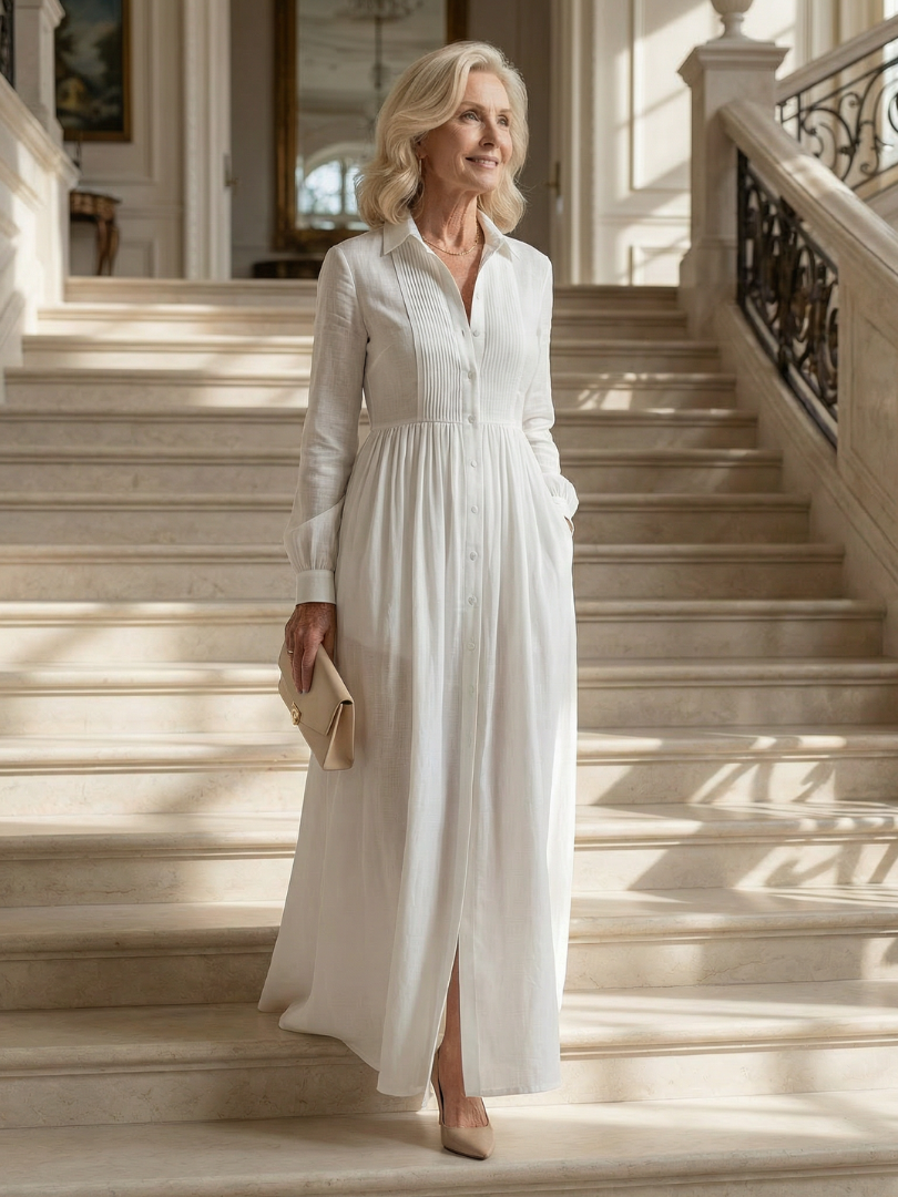 Kate™ | Button-Front Maxi Dress with Pockets