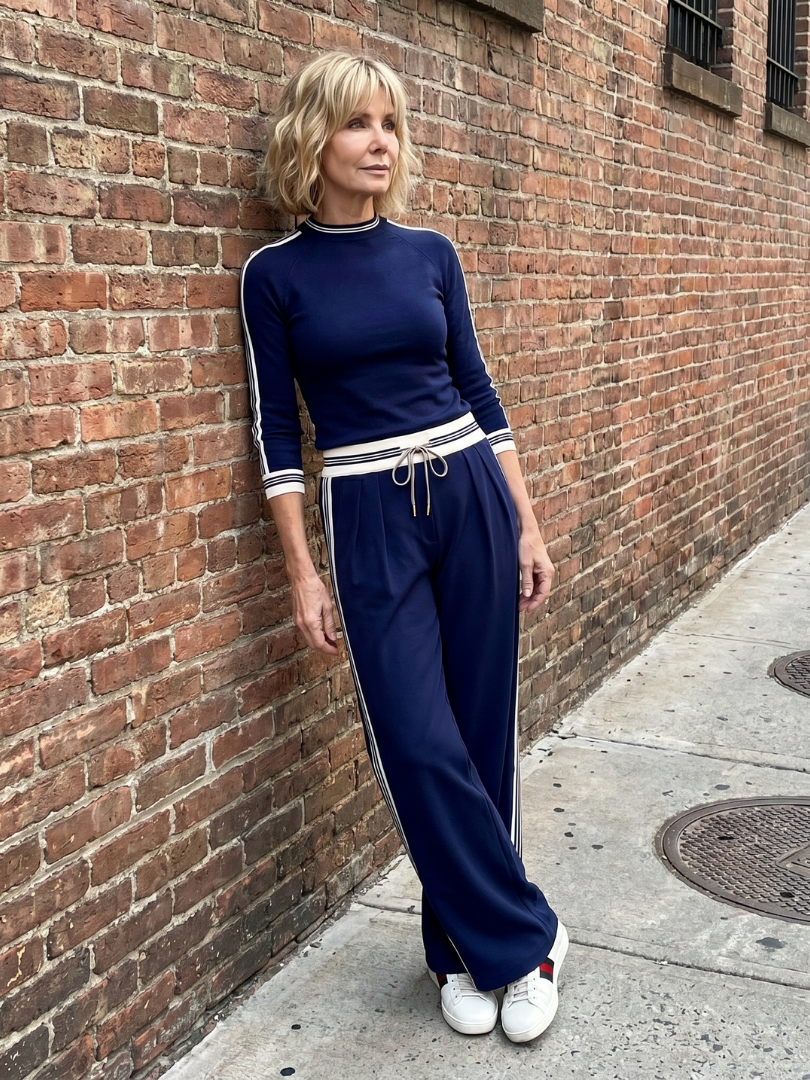 Eirlys - Fitted Long Sleeve Top Wide Leg Pants Set