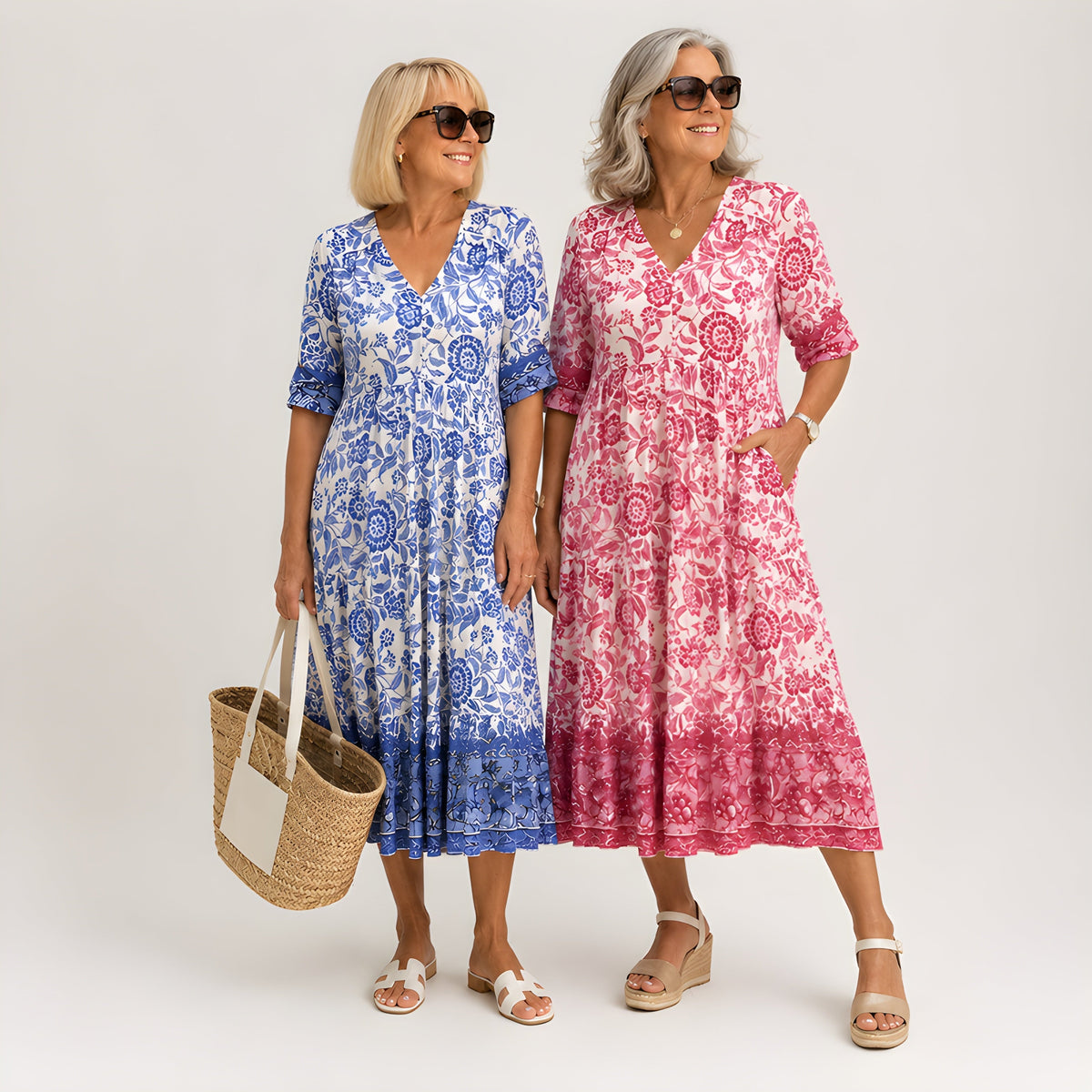 Remington™ | Floral V-Neck Midi Dress