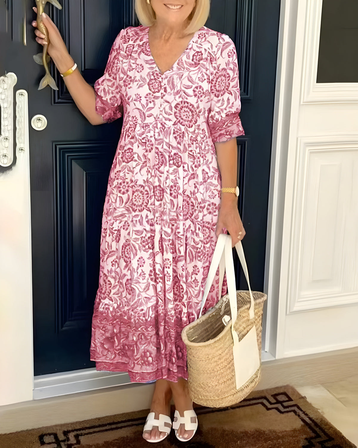 Remington™ | Floral V-Neck Midi Dress