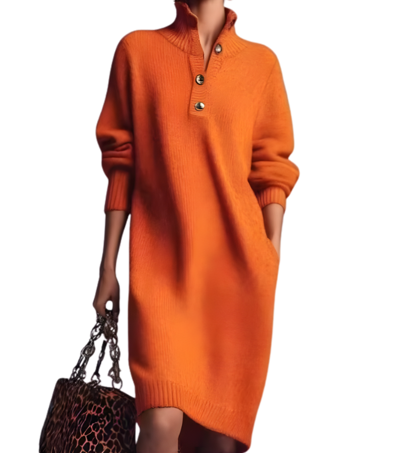 Madalyn™ | High-Collar Button Knit Dress