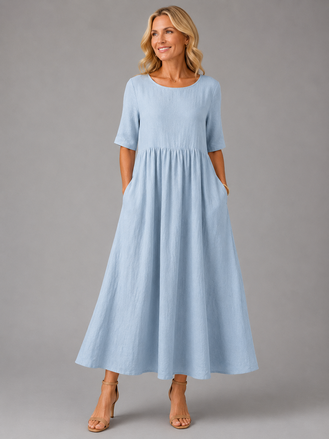 Estella™ | Relaxed Gathered-Waist Midi Dress