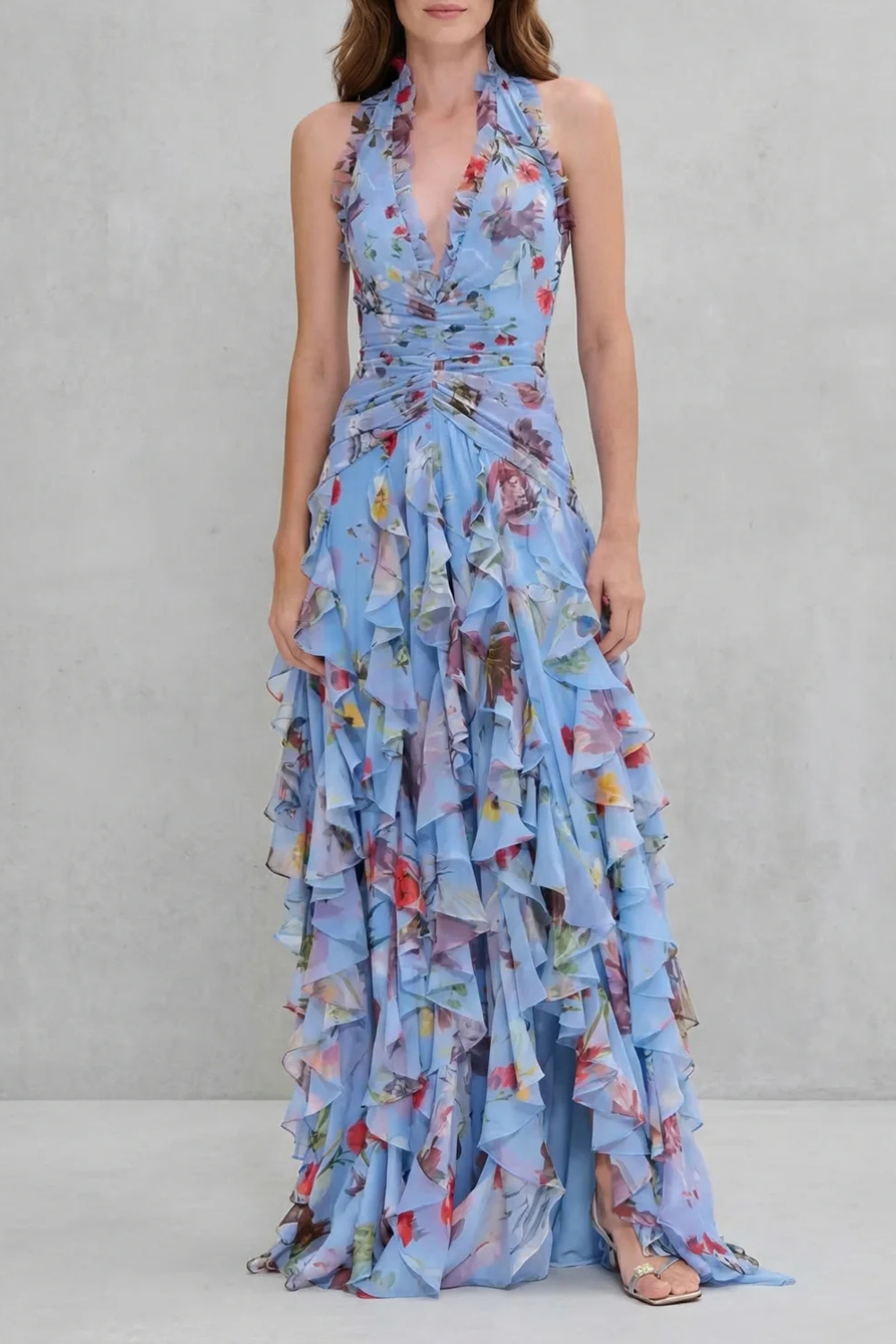 Elegant Long Dress with Halter Neck