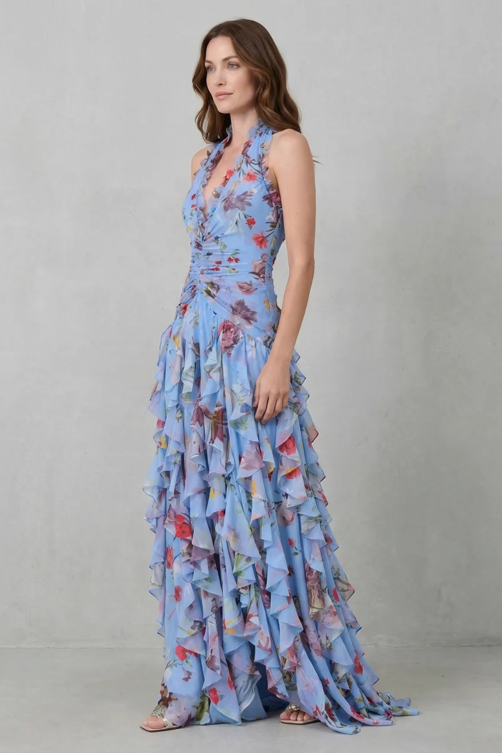 Elegant Long Dress with Halter Neck