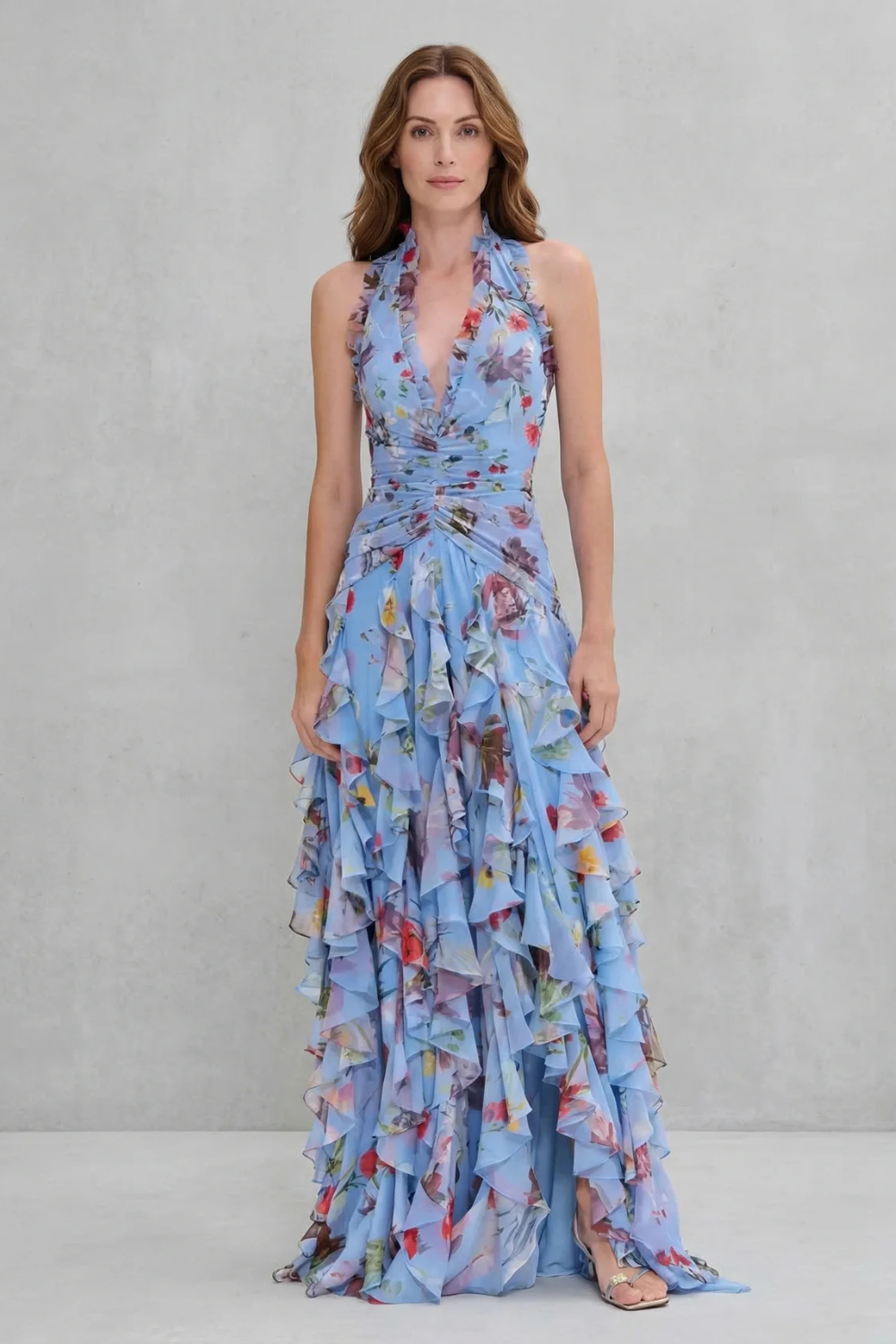 Elegant Long Dress with Halter Neck