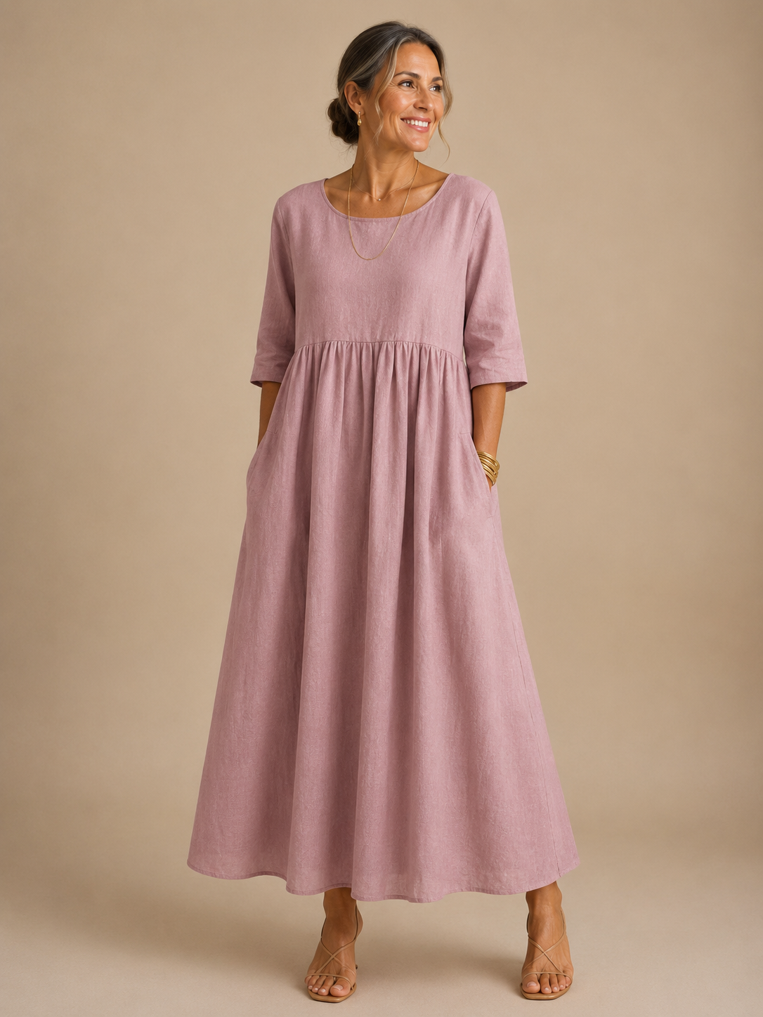 Estella™ | Relaxed Gathered-Waist Midi Dress