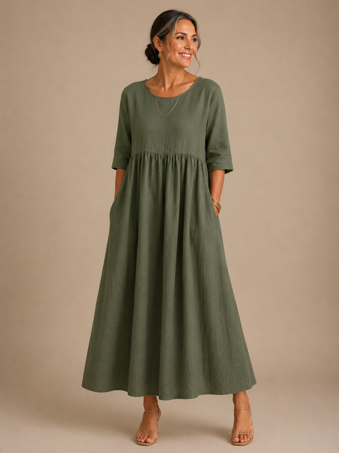 Estella™ | Relaxed Gathered-Waist Midi Dress