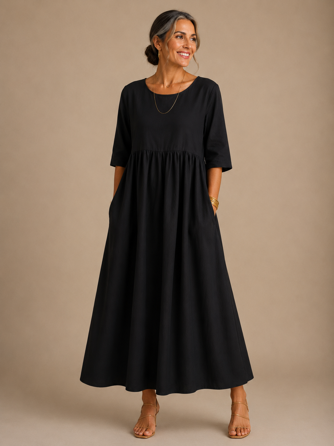 Estella™ | Relaxed Gathered-Waist Midi Dress