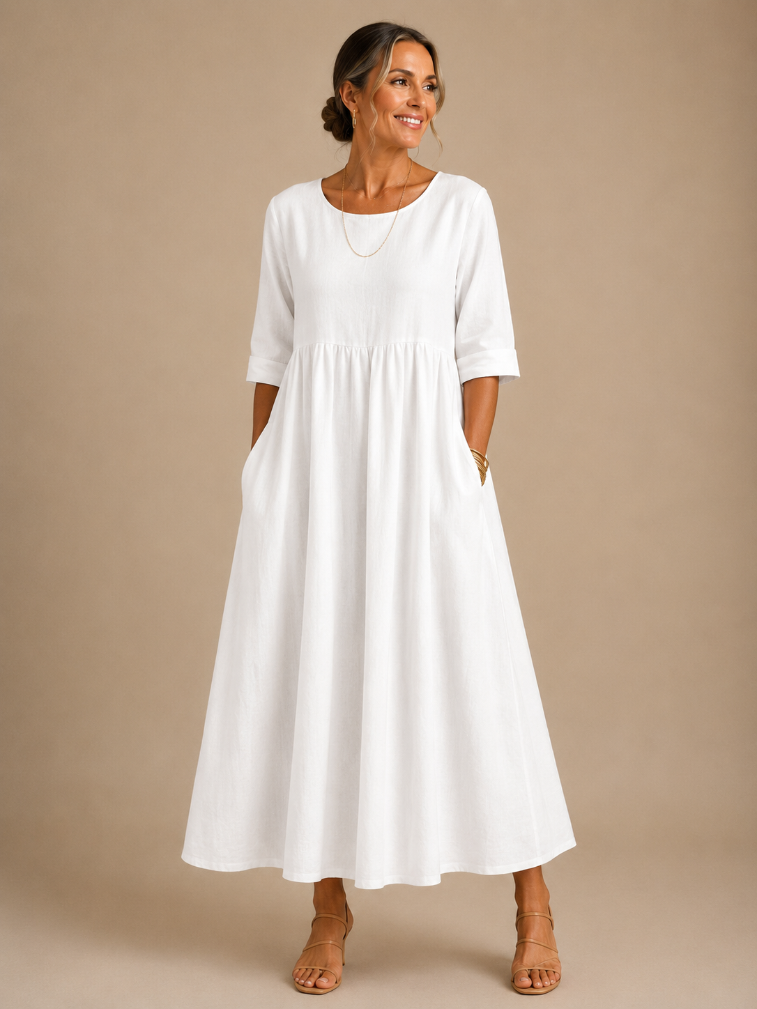 Estella™ | Relaxed Gathered-Waist Midi Dress