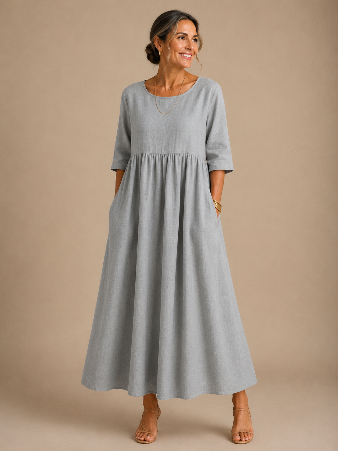 Estella™ | Relaxed Gathered-Waist Midi Dress