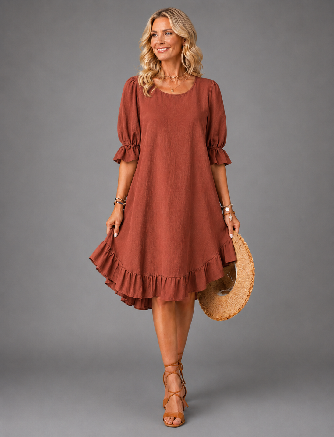 Yara™ | Relaxed Ruffle-Hem Midi Dress
