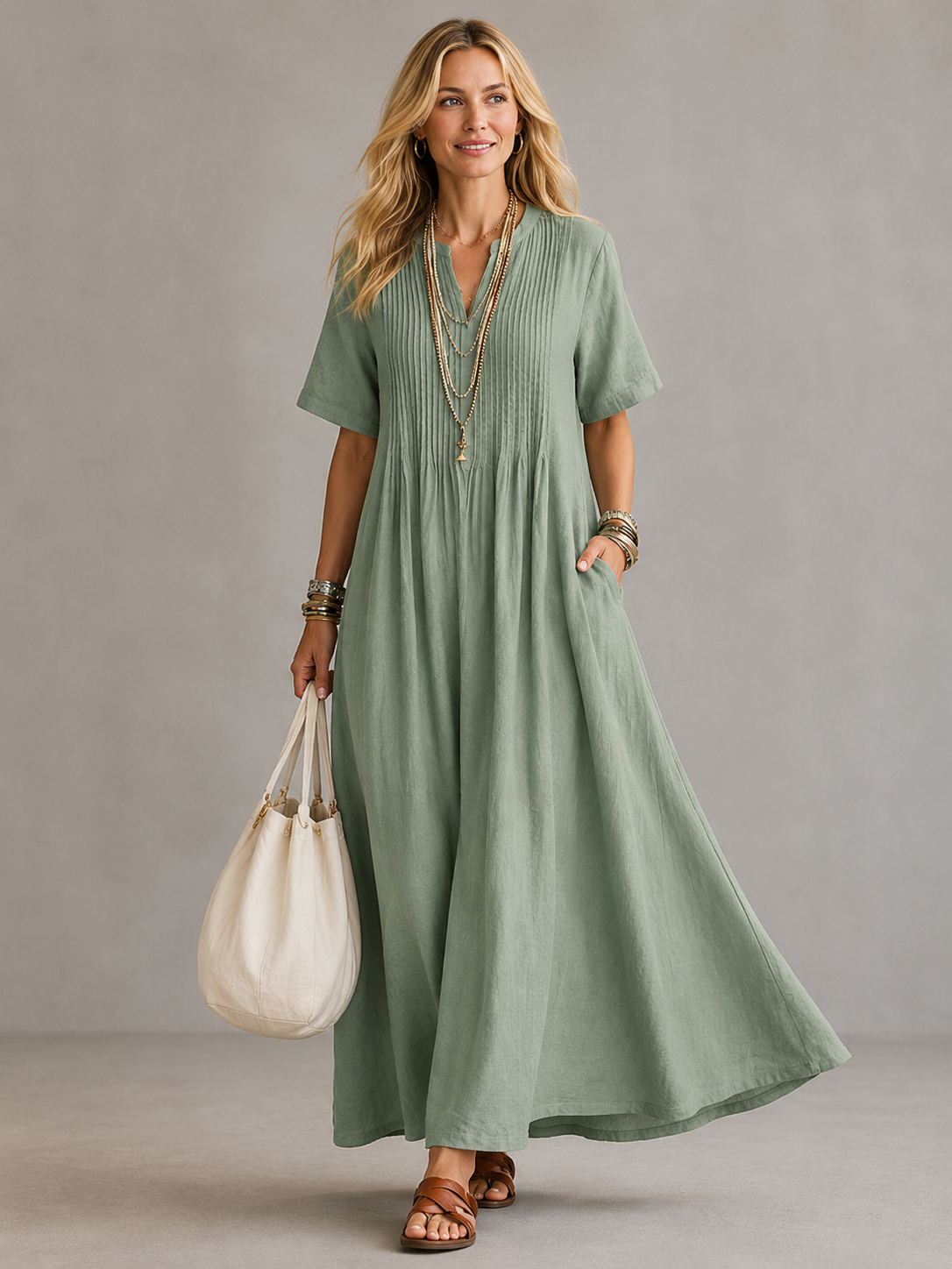 Amoura™ | Elegant Pleated Maxi Dress