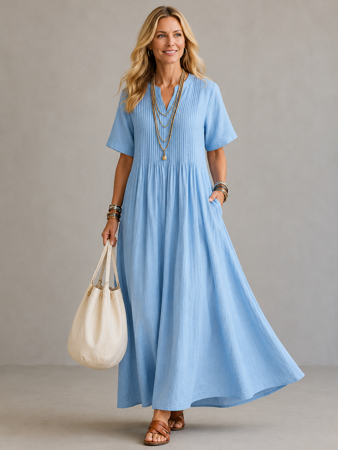 Amoura™ | Elegant Pleated Maxi Dress