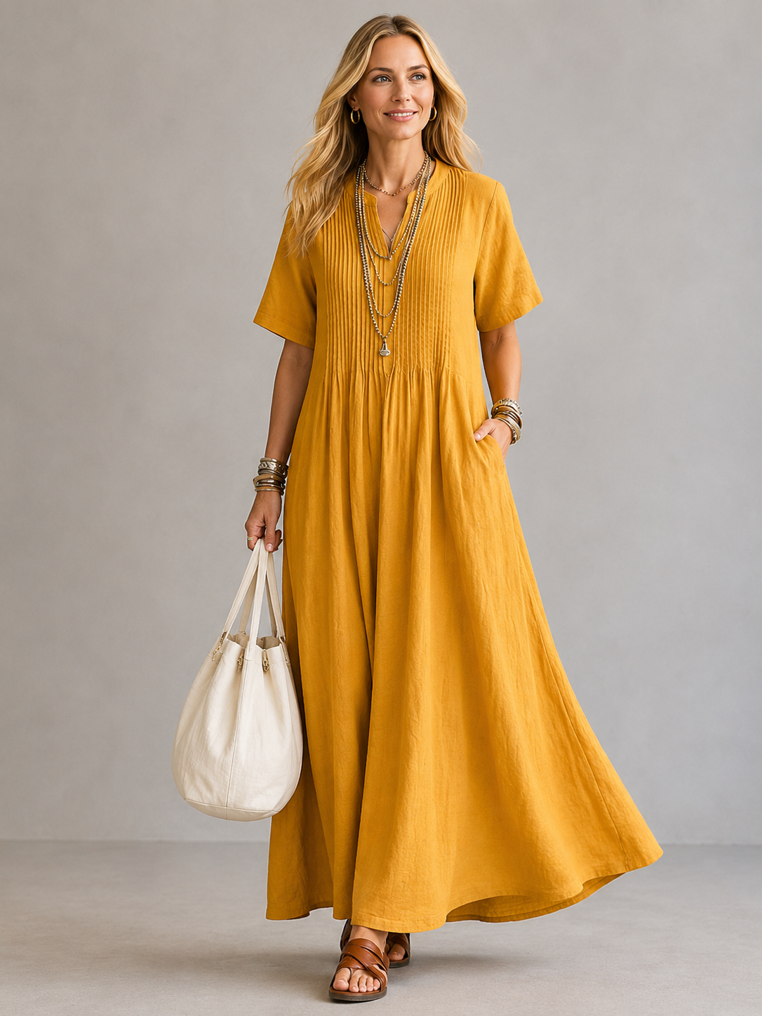 Amoura™ | Elegant Pleated Maxi Dress