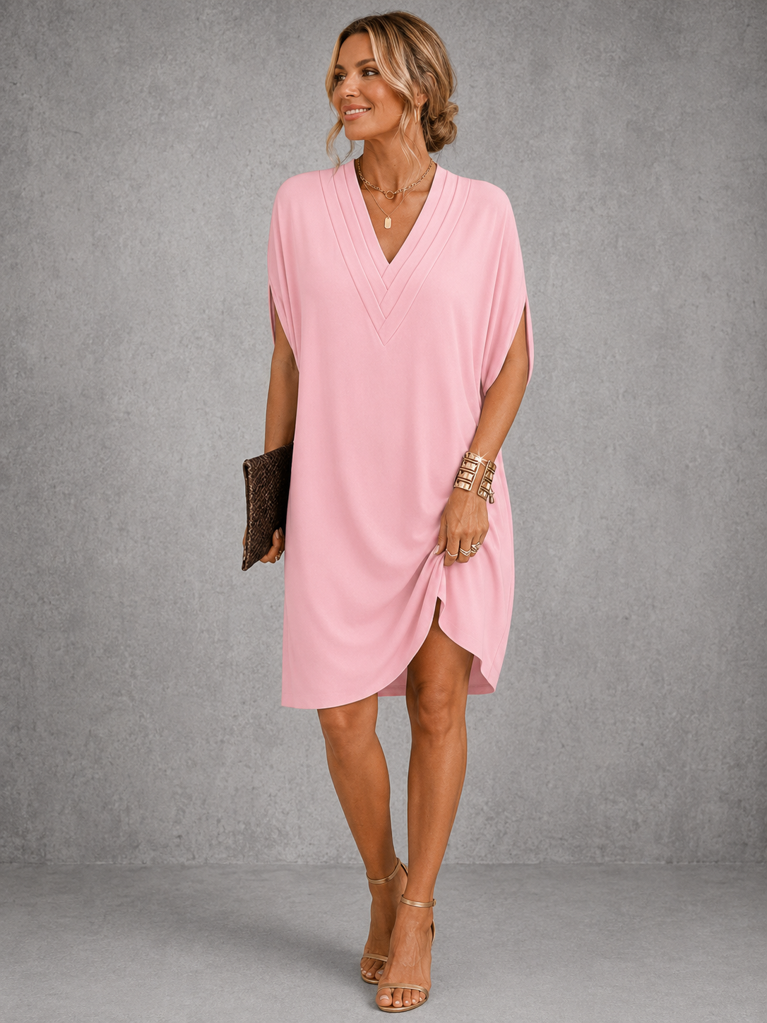 Frances™ | Wrap-Style V-Neck Midi Dress