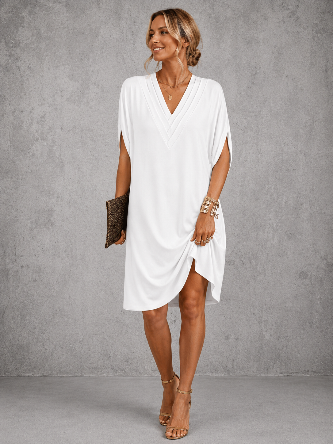 Frances™ | Wrap-Style V-Neck Midi Dress