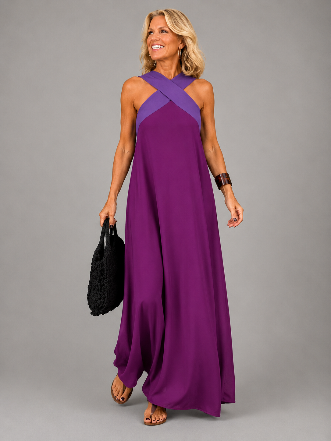 Velora™ - Cross Elegance Maxi Dress