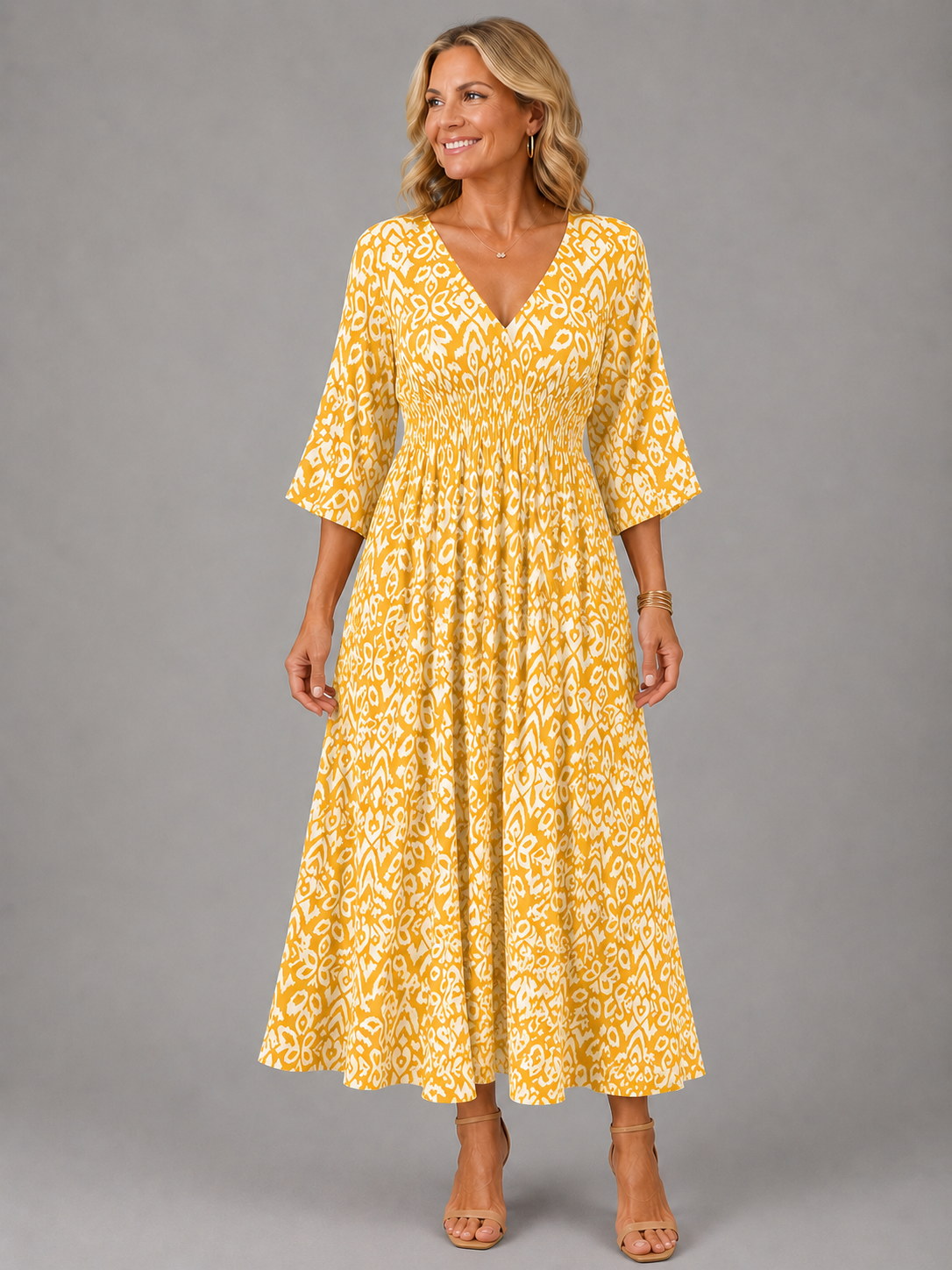Serena™ | Bohemian V-Neck Midi Dress