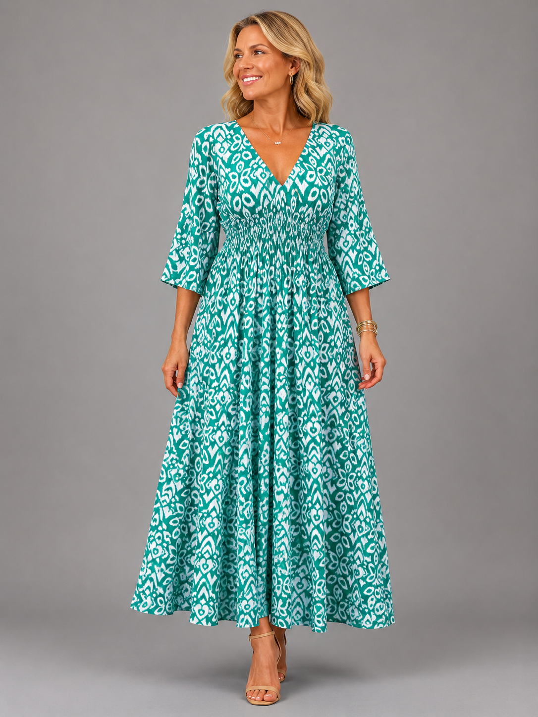 Serena™ | Bohemian V-Neck Midi Dress