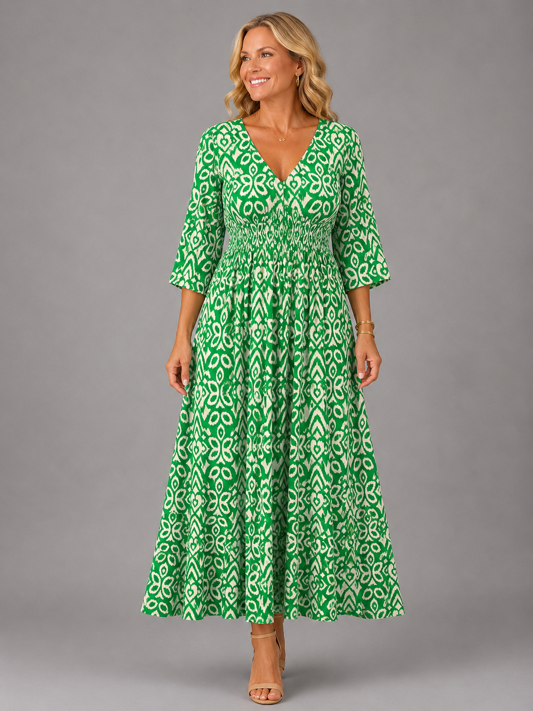 Serena™ | Bohemian V-Neck Midi Dress