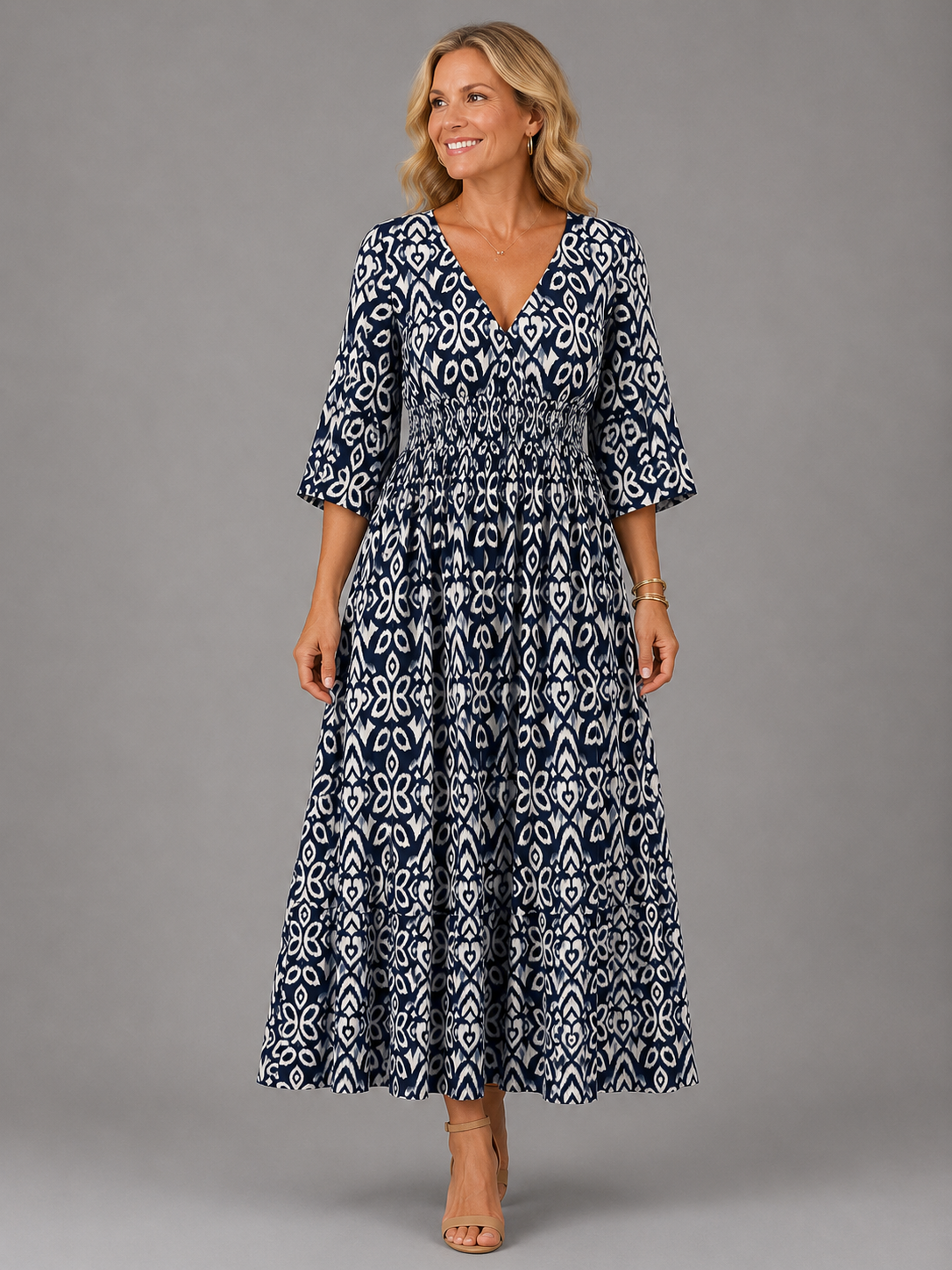 Serena™ | Bohemian V-Neck Midi Dress