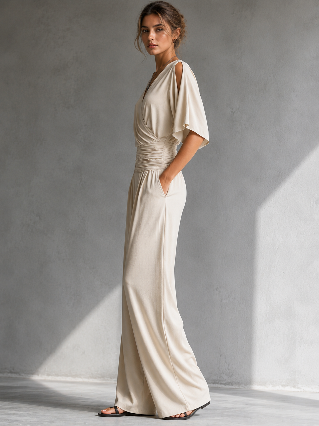 Elise | Elegant Jumpsuit with Wrap Effect and Wide Legs