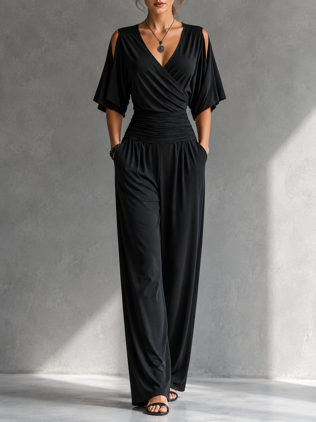Elise | Elegant Jumpsuit with Wrap Effect and Wide Legs