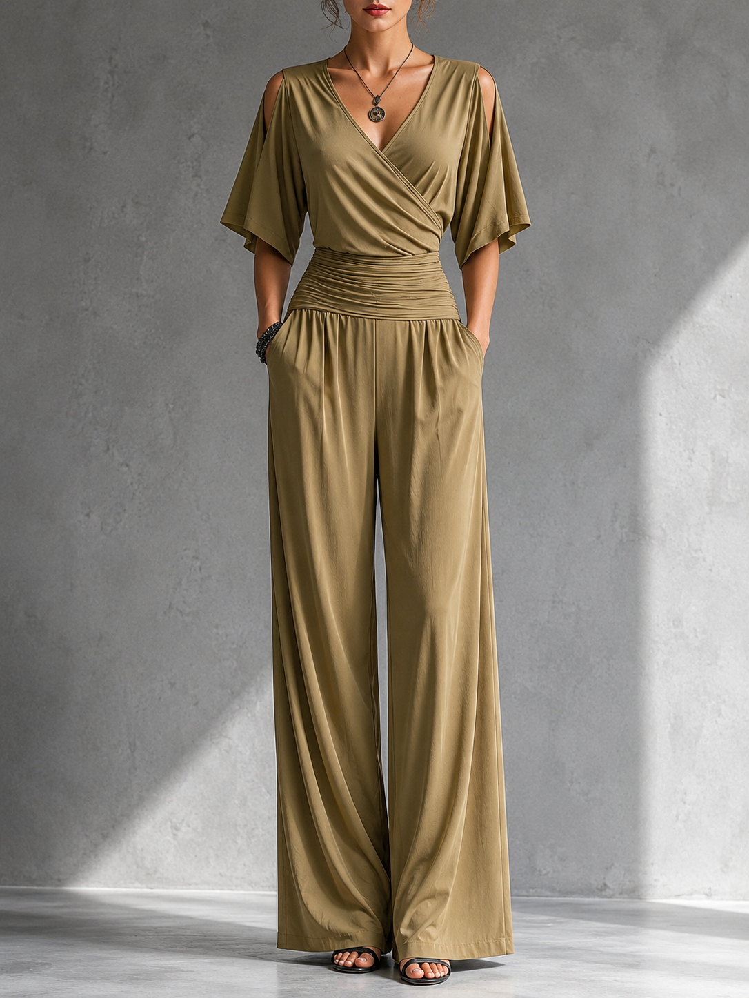Elise | Elegant Jumpsuit with Wrap Effect and Wide Legs