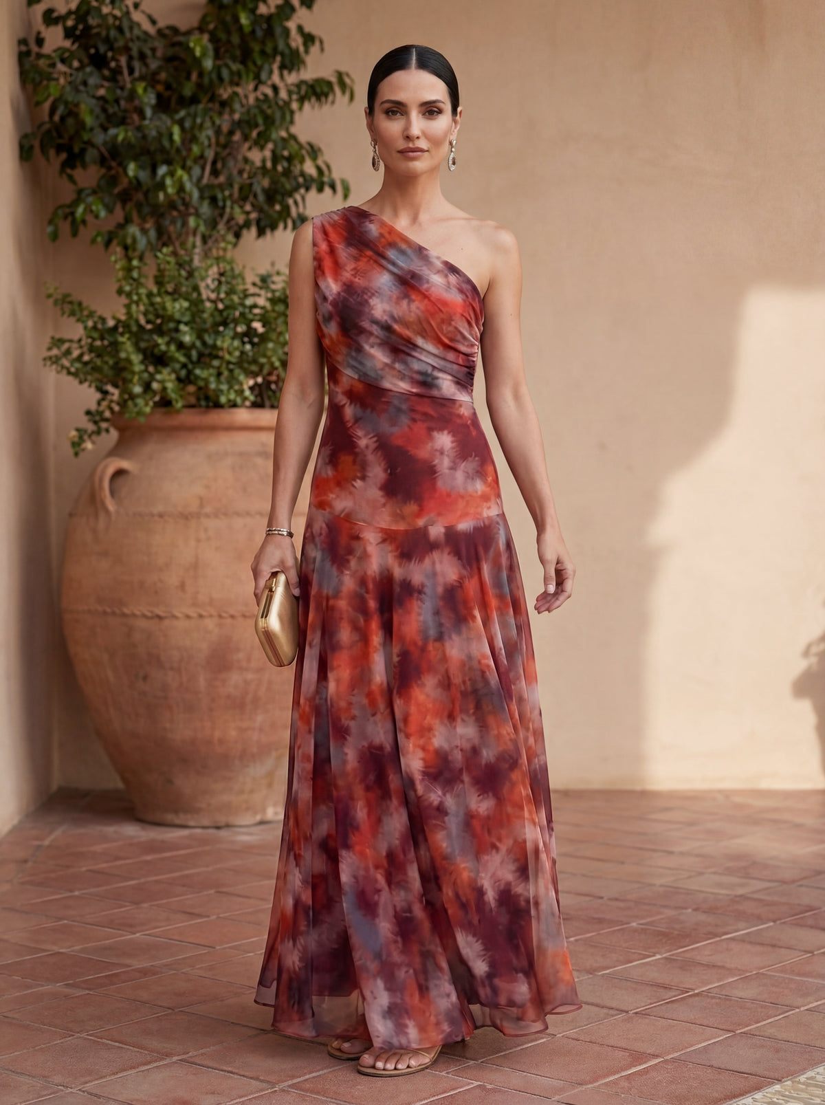 Long satin flowing dress, timeless elegance