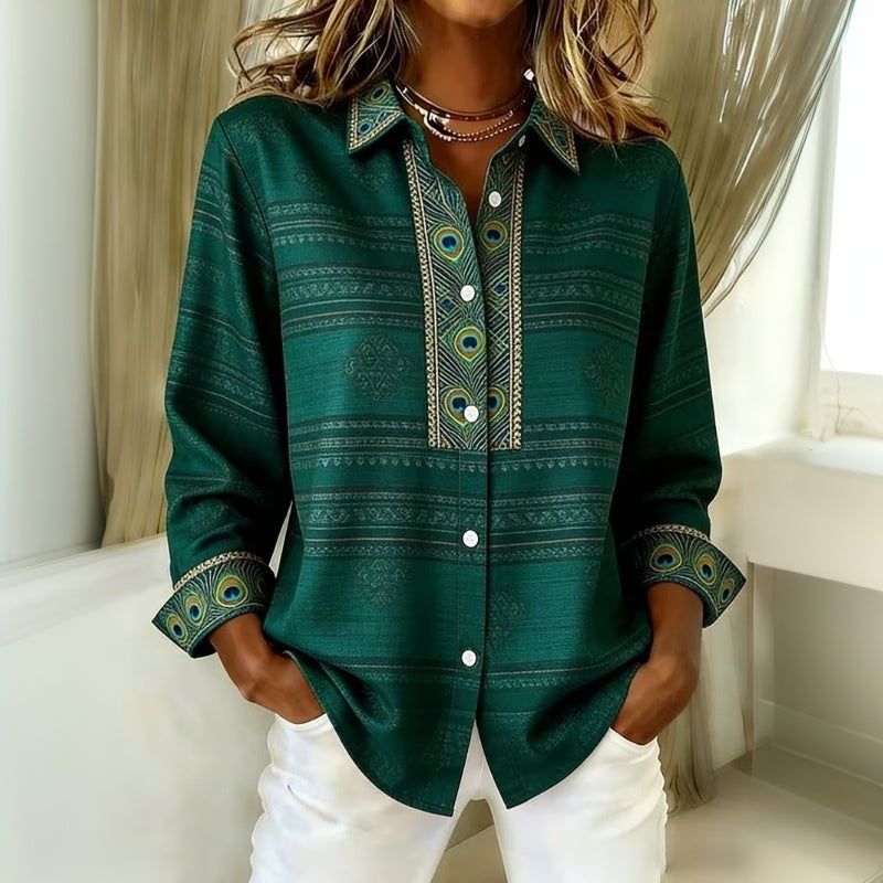 Peacock Feather Print Blouse