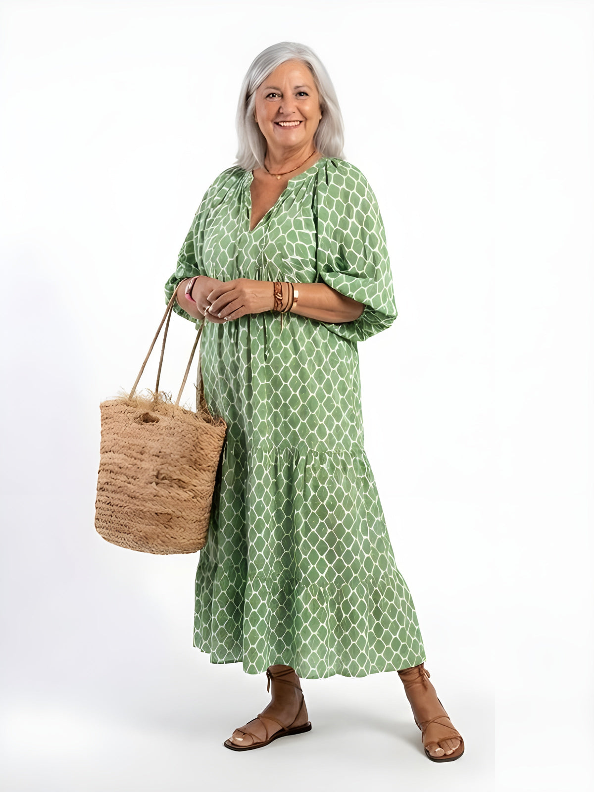 Gabriela™ | V-Neck Tiered Midi Dress
