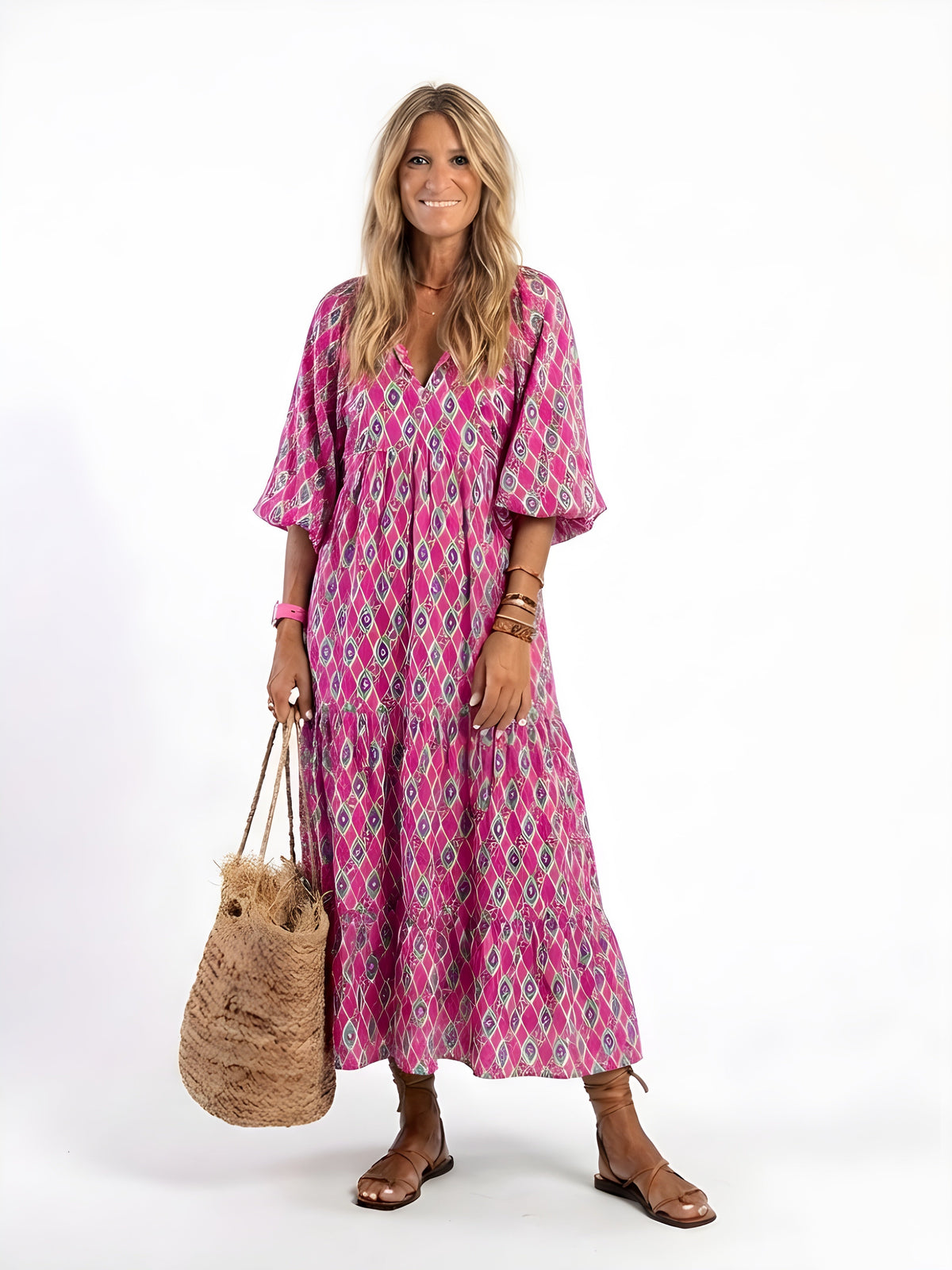 Gabriela™ | V-Neck Tiered Midi Dress