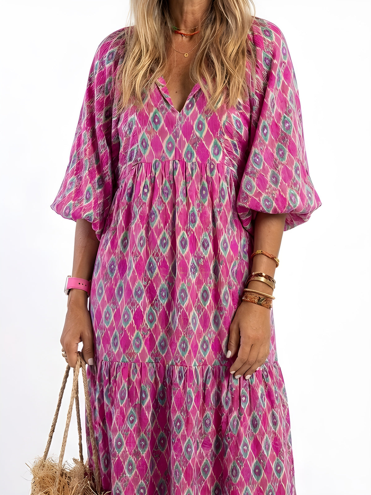 Gabriela™ | V-Neck Tiered Midi Dress