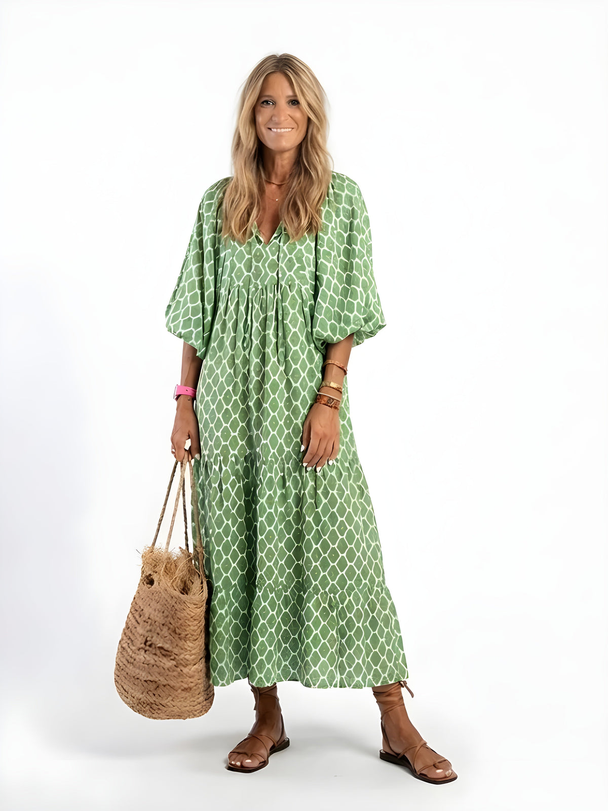 Gabriela™ | V-Neck Tiered Midi Dress