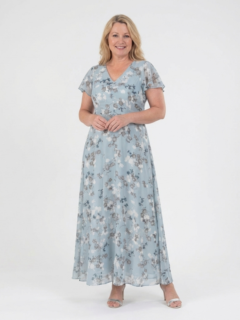 Ismeria™ - Floral Chiffon Maxi Dress