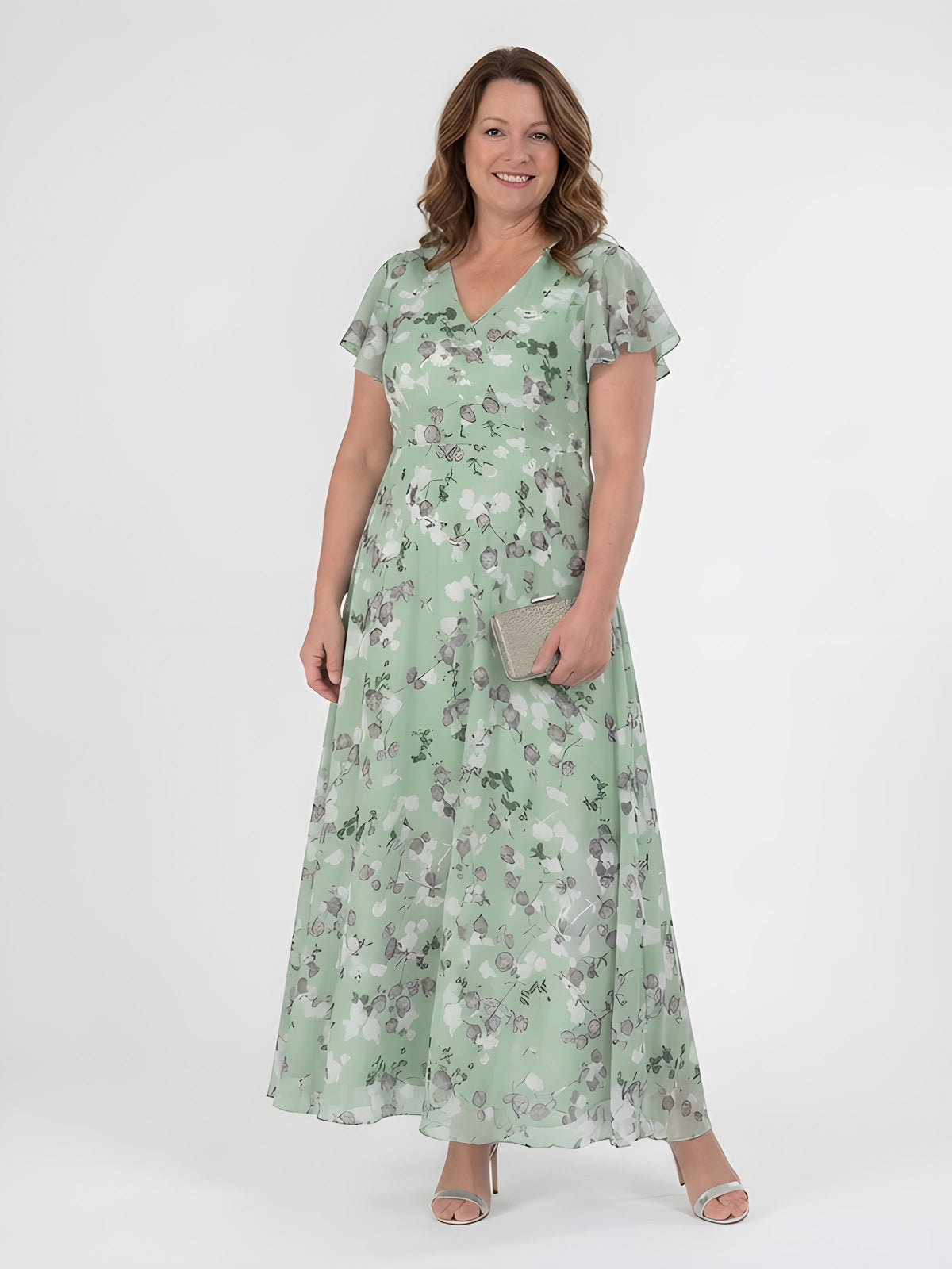 Mariam™ | Floral Chiffon V-Neck Maxi Dress