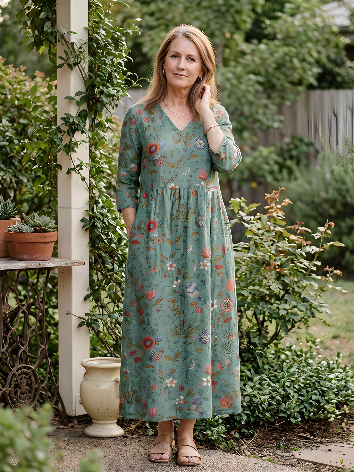 Marley™ | Floral V-Neck Maxi Dress
